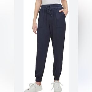 NWT Caslon 100% Linen Jogger Pants Womens XL Black Boho Retro Y2K 90s Minimalist